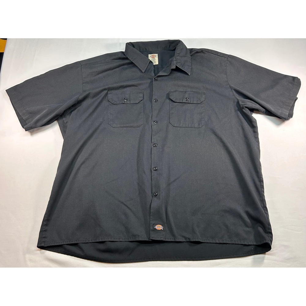 Dickies Flex Mens 3XL Black Short Sleeve Button Down Work Shirt W6416FF